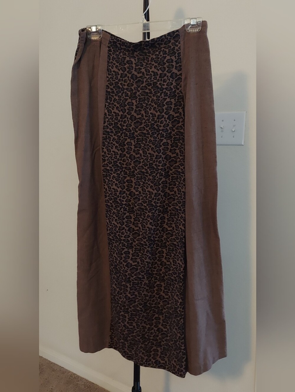 Women's Brown Leopard 3 Piece Maxi Skirt Top Embroidered Jacket Set